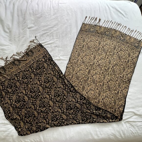 Black and Tan Paisley Wrap/Scarf - Picture 1 of 2